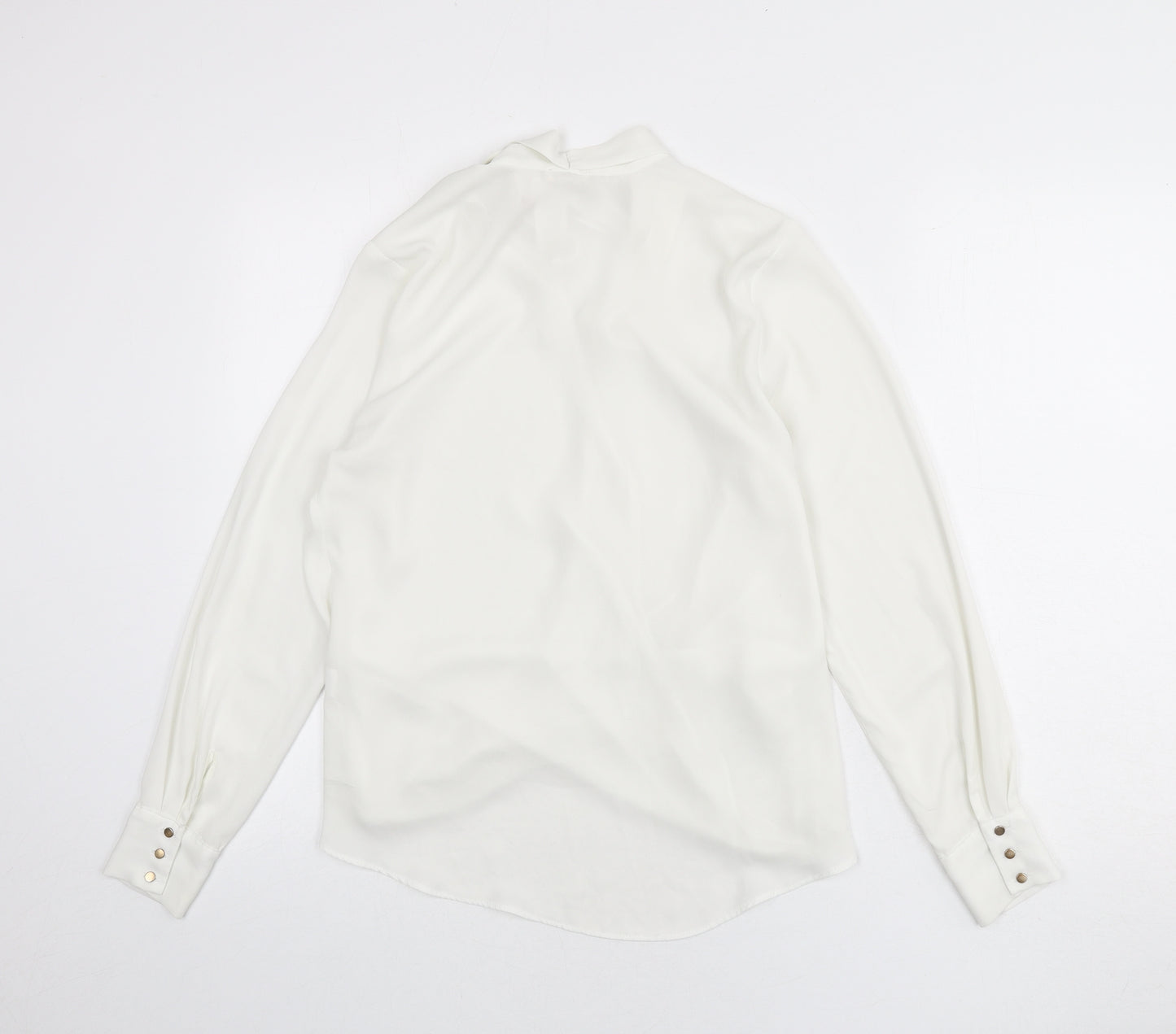 River Island Womens White Polyester Basic Blouse Size 8 V-Neck