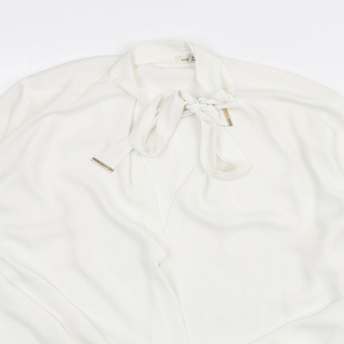 River Island Womens White Polyester Basic Blouse Size 8 V-Neck