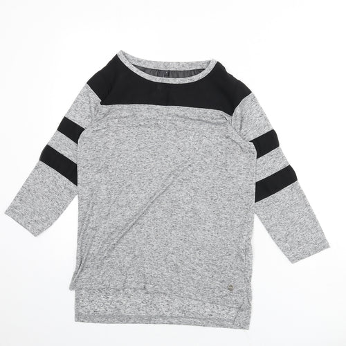 L.o.v Womens Grey Polyester Basic T-Shirt Size S Round Neck - Mesh Panels