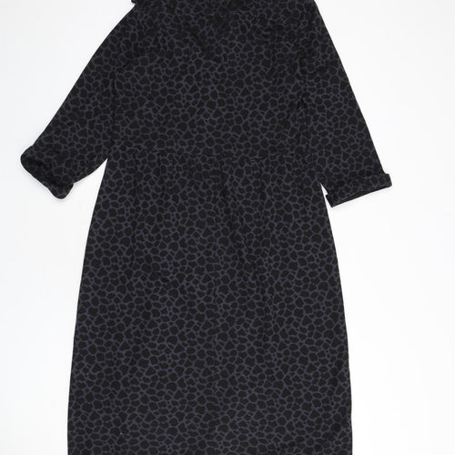 Billie & Blossom Womens Blue Animal Print Polyester A-Line Size 14 Collared Button - Giraffe Print