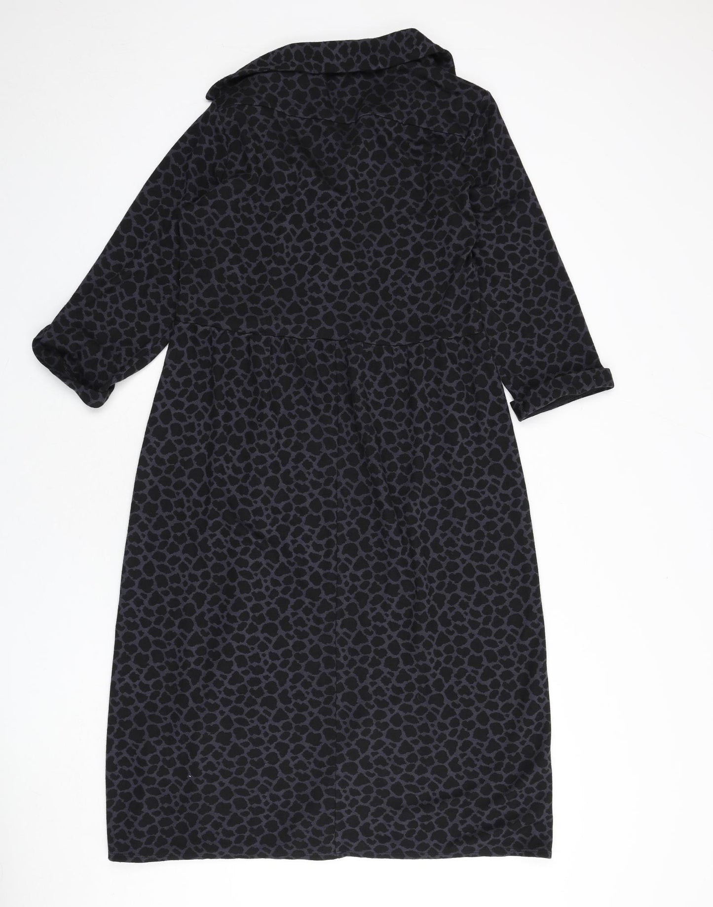 Billie & Blossom Womens Blue Animal Print Polyester A-Line Size 14 Collared Button - Giraffe Print