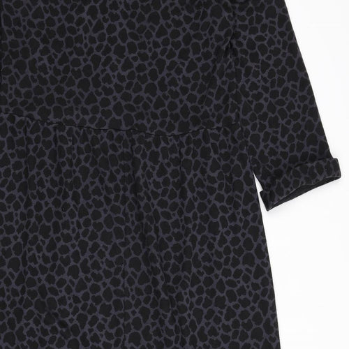 Billie & Blossom Womens Blue Animal Print Polyester A-Line Size 14 Collared Button - Giraffe Print