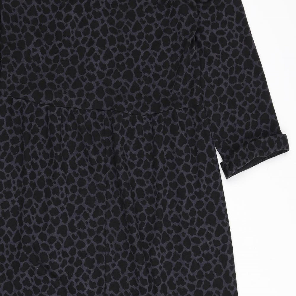 Billie & Blossom Womens Blue Animal Print Polyester A-Line Size 14 Collared Button - Giraffe Print