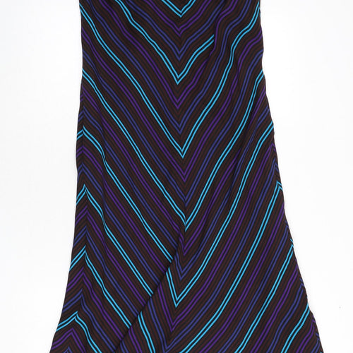 Country Casuals Womens Multicoloured Striped Silk Maxi Size 14 V-Neck Pullover