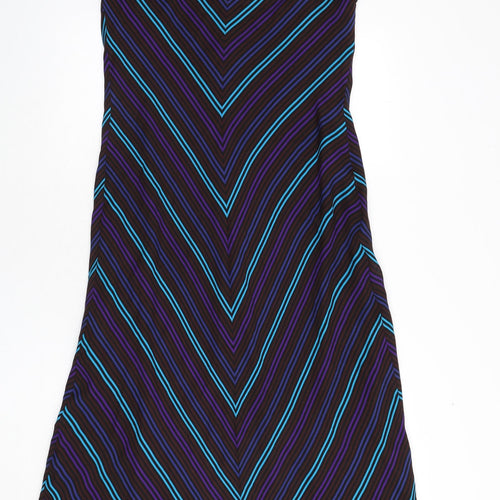 Country Casuals Womens Multicoloured Striped Silk Maxi Size 14 V-Neck Pullover