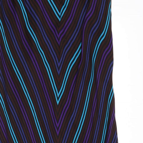 Country Casuals Womens Multicoloured Striped Silk Maxi Size 14 V-Neck Pullover