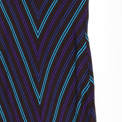 Country Casuals Womens Multicoloured Striped Silk Maxi Size 14 V-Neck Pullover