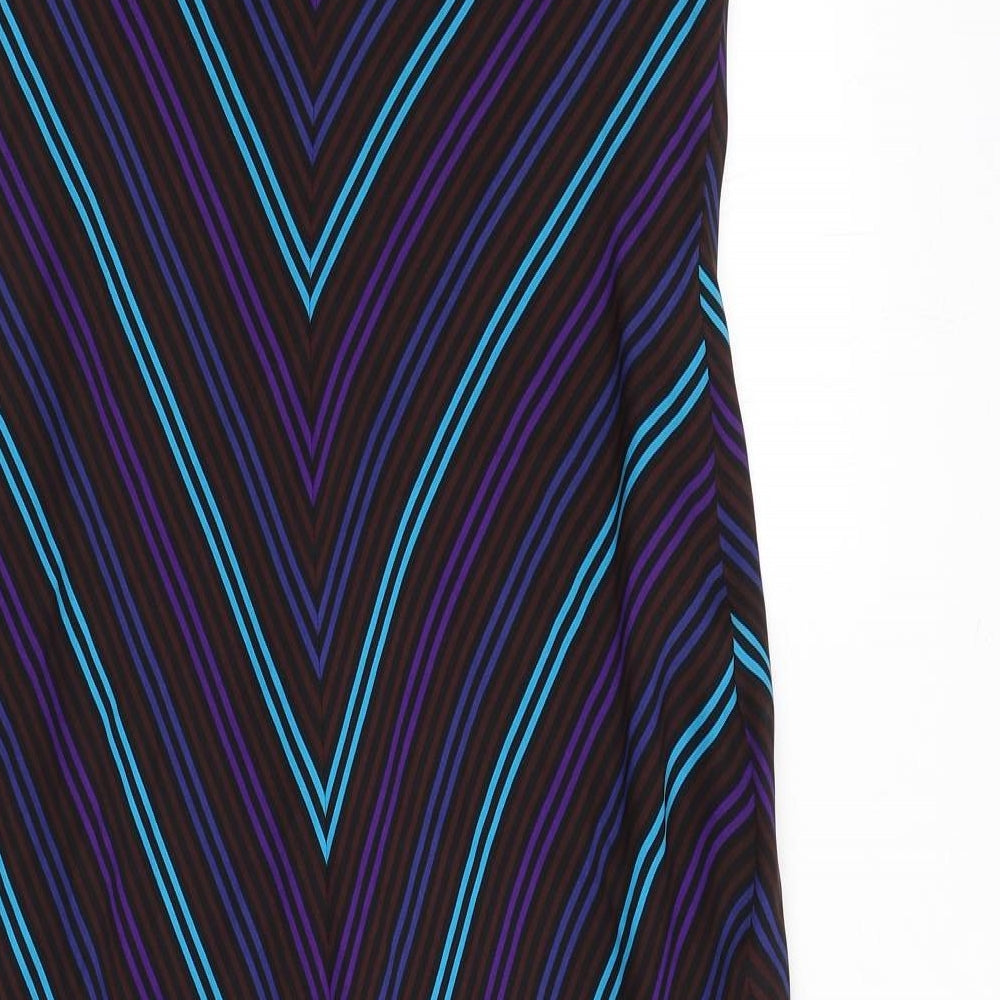 Country Casuals Womens Multicoloured Striped Silk Maxi Size 14 V-Neck Pullover