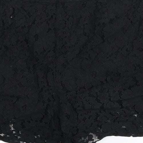Weekday Womens Black Floral Polyamide Basic Shorts Size L L3 in Regular Zip - Lace Overlay