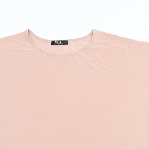 Nicole Collection Womens Pink Polyester Basic T-Shirt Size L Round Neck