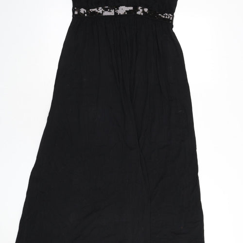 JoJo Maman Bébé Womens Black Viscose Maxi Size M V-Neck Zip