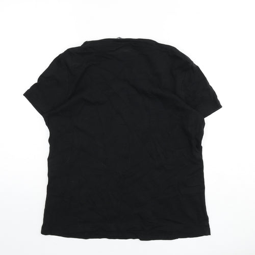 Bonmarché Womens Black 100% Cotton Basic T-Shirt Size M Scoop Neck