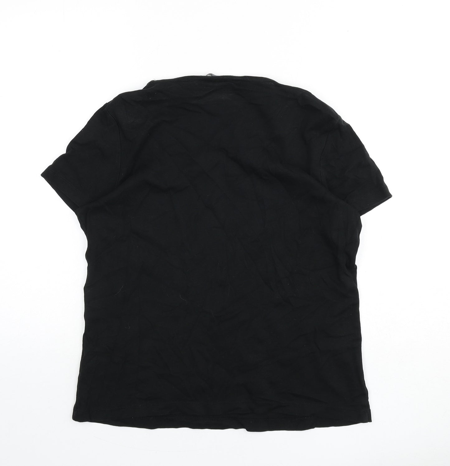 Bonmarché Womens Black 100% Cotton Basic T-Shirt Size M Scoop Neck