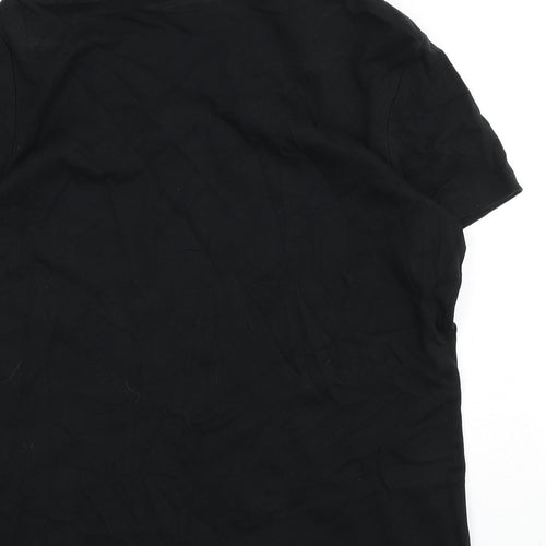 Bonmarché Womens Black 100% Cotton Basic T-Shirt Size M Scoop Neck
