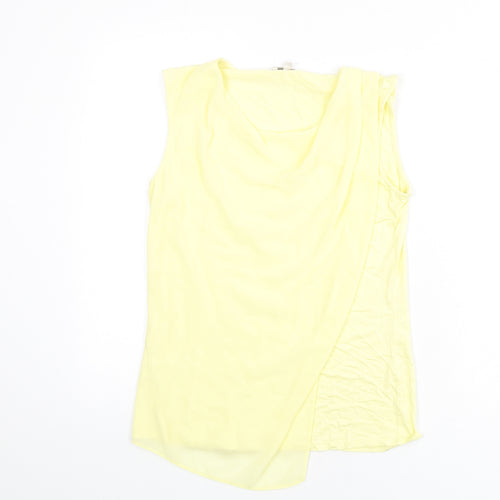 CC Womens Yellow Polyester Basic Tank Size 10 Round Neck