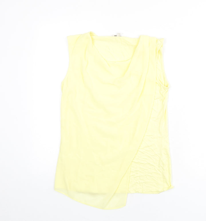 CC Womens Yellow Polyester Basic Tank Size 10 Round Neck