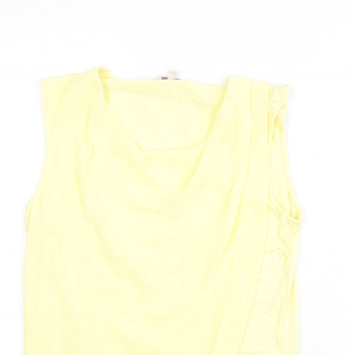 CC Womens Yellow Polyester Basic Tank Size 10 Round Neck