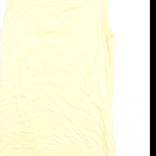 CC Womens Yellow Polyester Basic Tank Size 10 Round Neck
