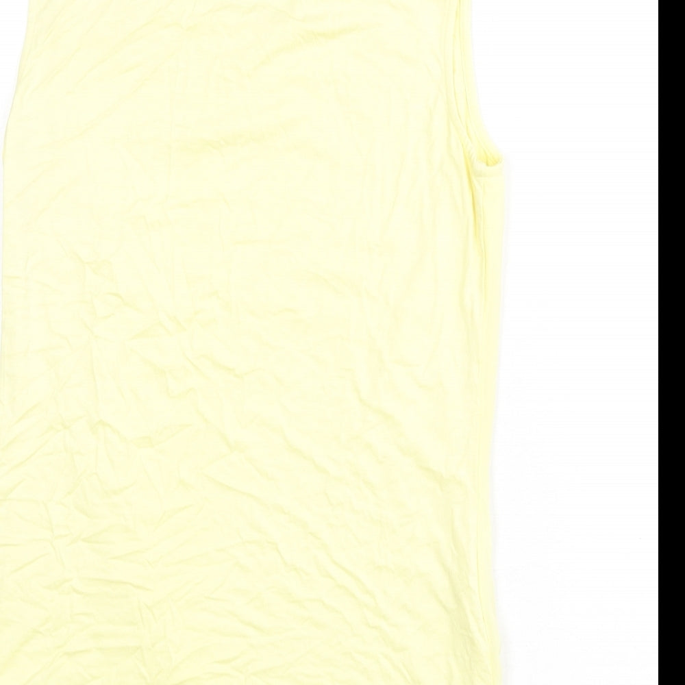 CC Womens Yellow Polyester Basic Tank Size 10 Round Neck
