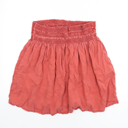 Zara Womens Pink Lyocell Flare Skirt Size L - Elastic Waist