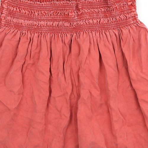 Zara Womens Pink Lyocell Flare Skirt Size L - Elastic Waist
