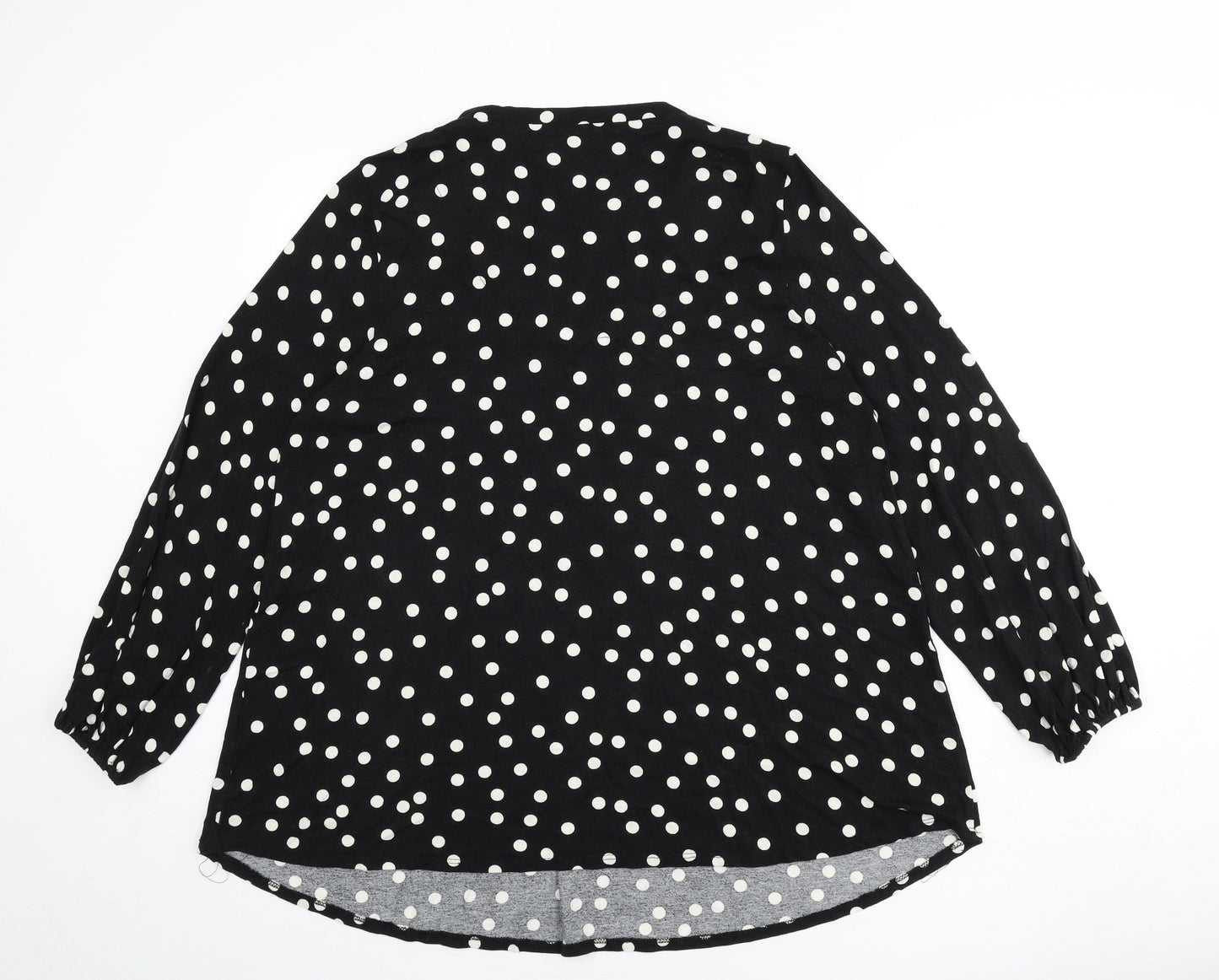 Live Unlimited London Womens Black Polka Dot Polyester Basic T-Shirt Size 16 V-Neck