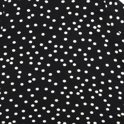 Live Unlimited London Womens Black Polka Dot Polyester Basic T-Shirt Size 16 V-Neck