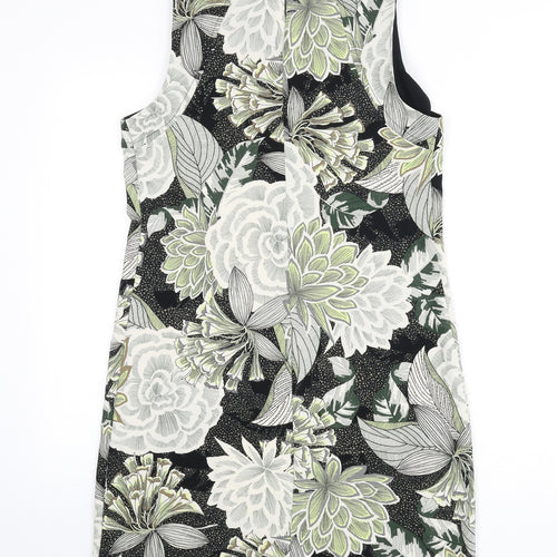Dorothy Perkins Womens Multicoloured Floral Polyester Sheath Size 10 Round Neck Button - Leopard Print