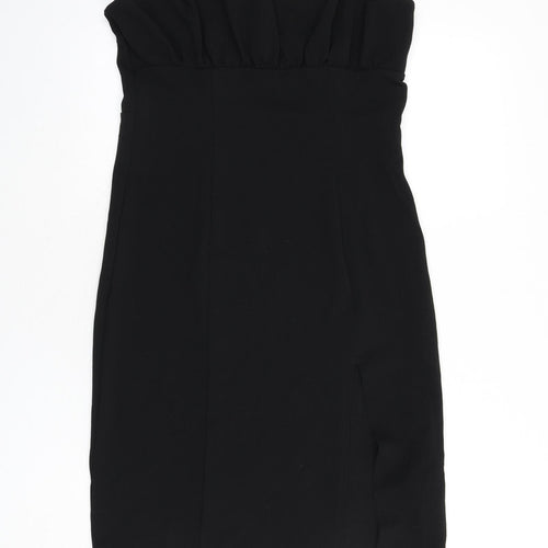 Divided by H&M Womens Black Polyester Bodycon Size L Square Neck Pullover - Slit