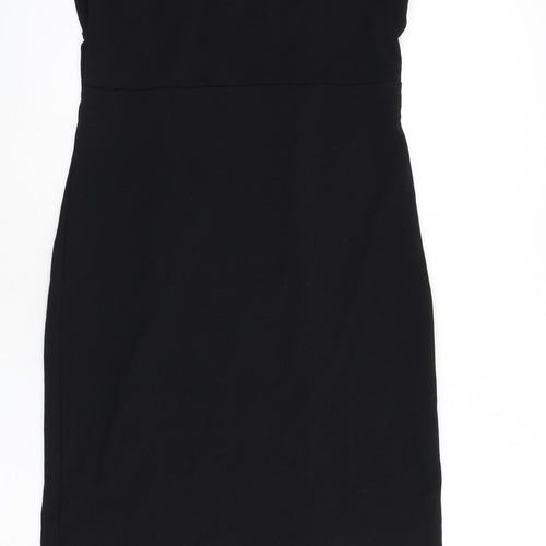 Divided by H&M Womens Black Polyester Bodycon Size L Square Neck Pullover - Slit