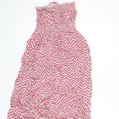 Dorothy Perkins Womens Multicoloured Geometric Viscose A-Line Size 12 Off the Shoulder Pullover - Zig Zag Pattern