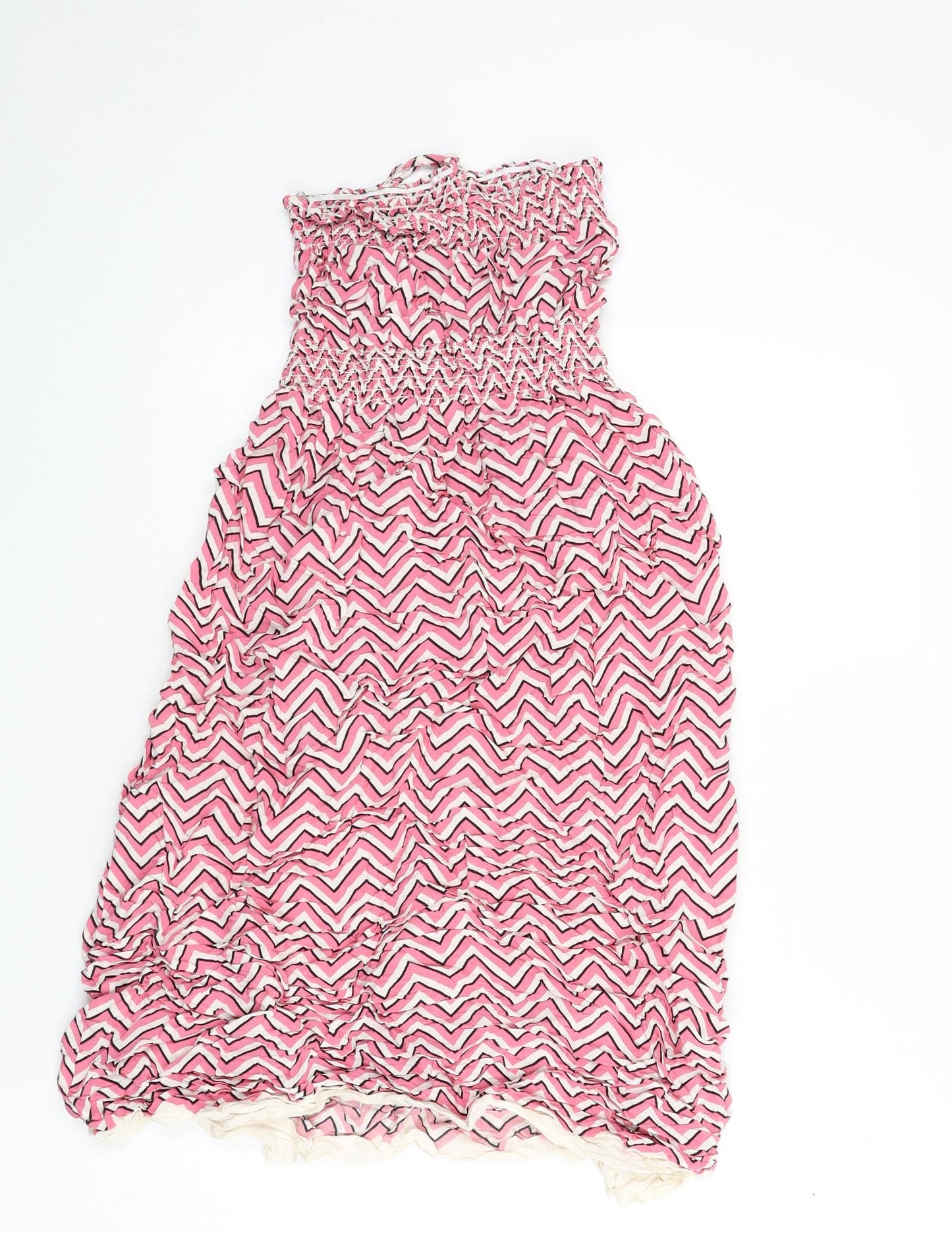 Dorothy Perkins Womens Multicoloured Geometric Viscose A-Line Size 12 Off the Shoulder Pullover - Zig Zag Pattern