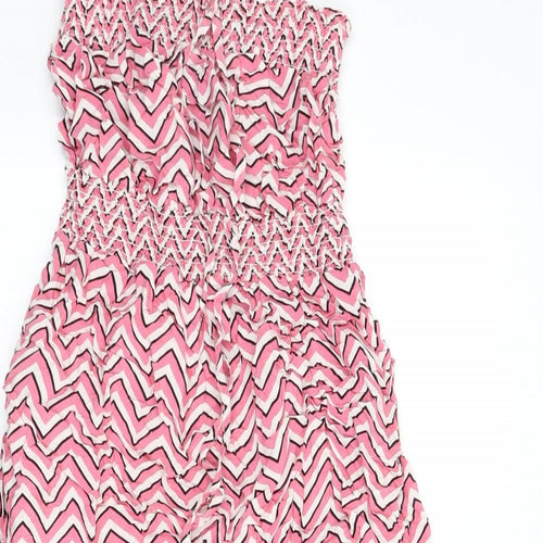 Dorothy Perkins Womens Multicoloured Geometric Viscose A-Line Size 12 Off the Shoulder Pullover - Zig Zag Pattern