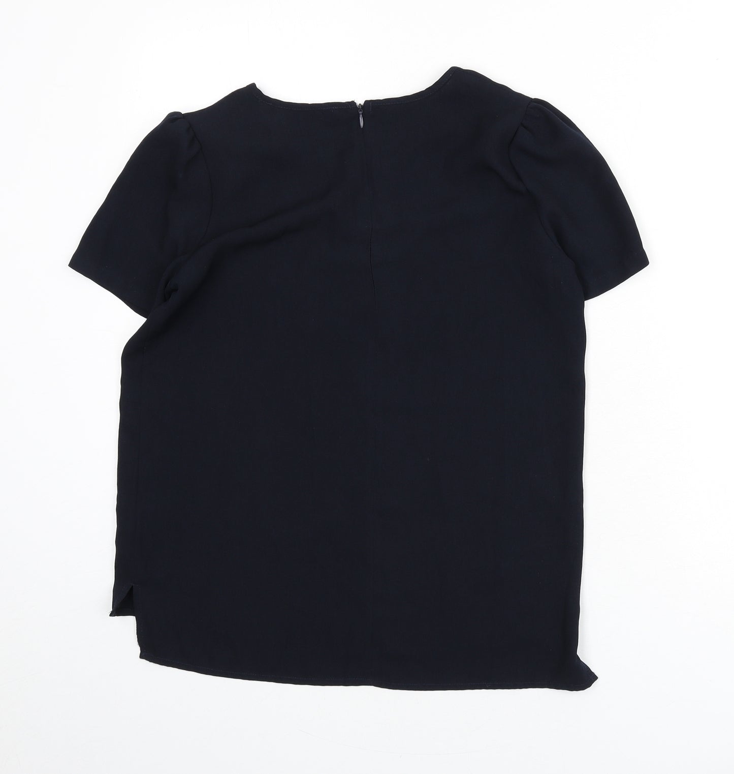 Briefing Womens Blue Polyester Basic Blouse Size 8 Boat Neck
