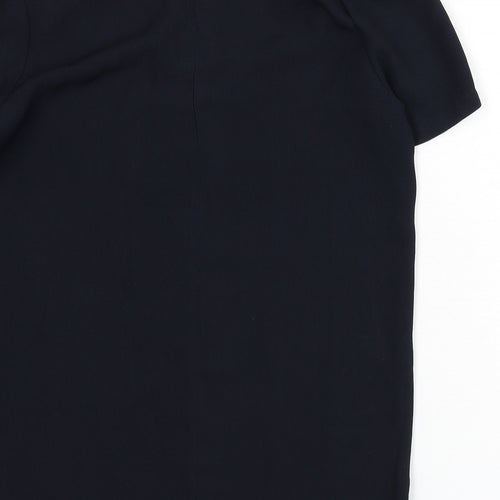 Briefing Womens Blue Polyester Basic Blouse Size 8 Boat Neck