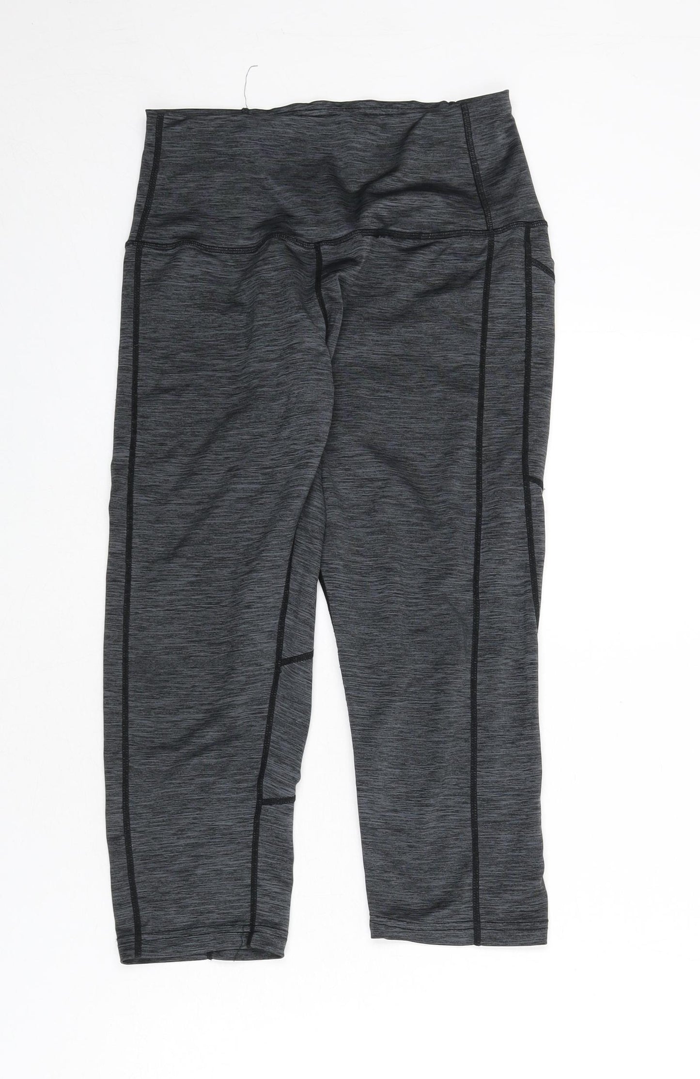 Sugar Pocket Womens Grey Polyester Cropped Leggings Size M L20 in - Stitch Detail