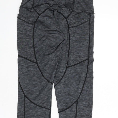 Sugar Pocket Womens Grey Polyester Cropped Leggings Size M L20 in - Stitch Detail
