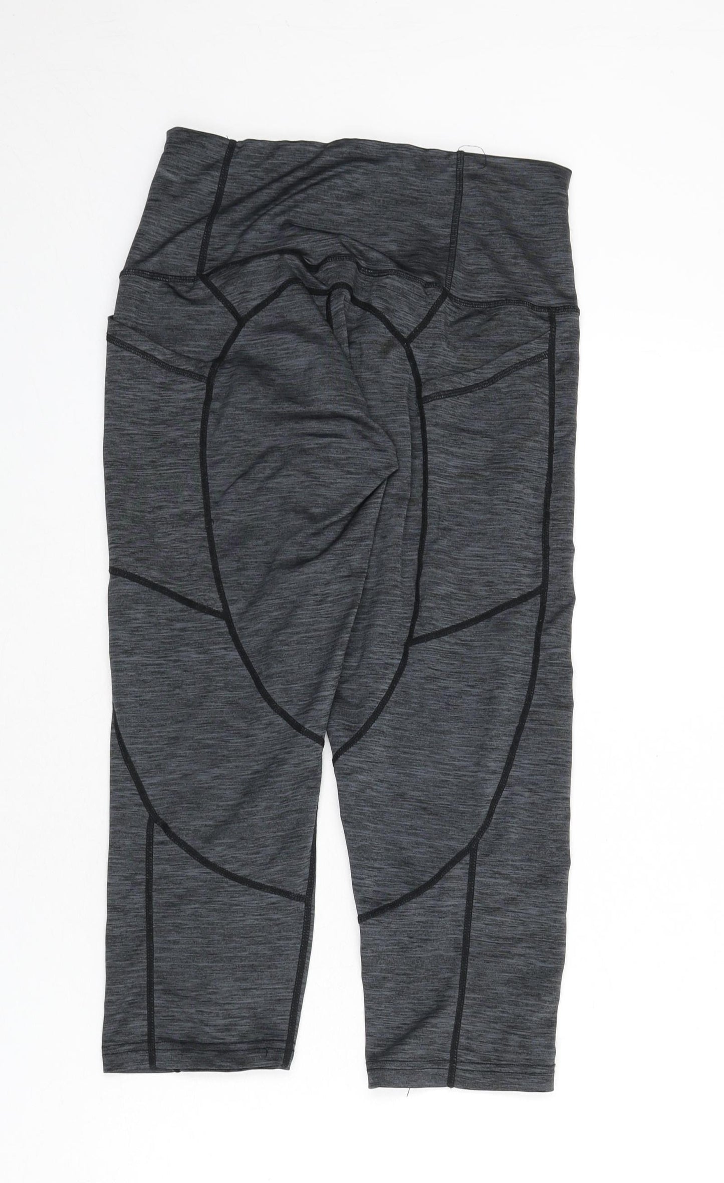 Sugar Pocket Womens Grey Polyester Cropped Leggings Size M L20 in - Stitch Detail