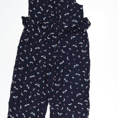 Marks and Spencer Girls Blue Geometric Viscose Jumpsuit One-Piece Size 12-13 Years L17 in Zip - Polka Dot, Bugs