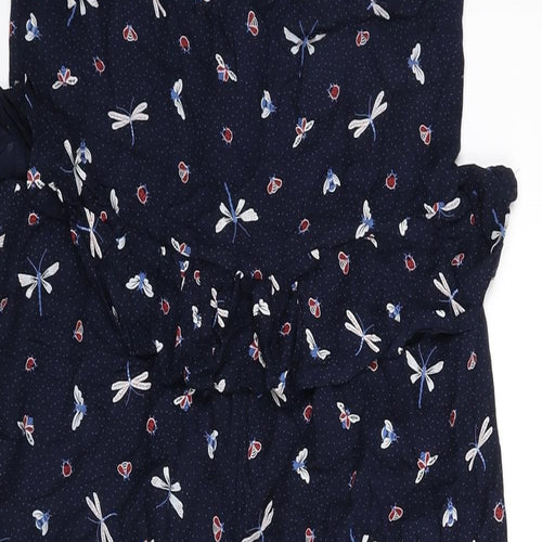 Marks and Spencer Girls Blue Geometric Viscose Jumpsuit One-Piece Size 12-13 Years L17 in Zip - Polka Dot, Bugs
