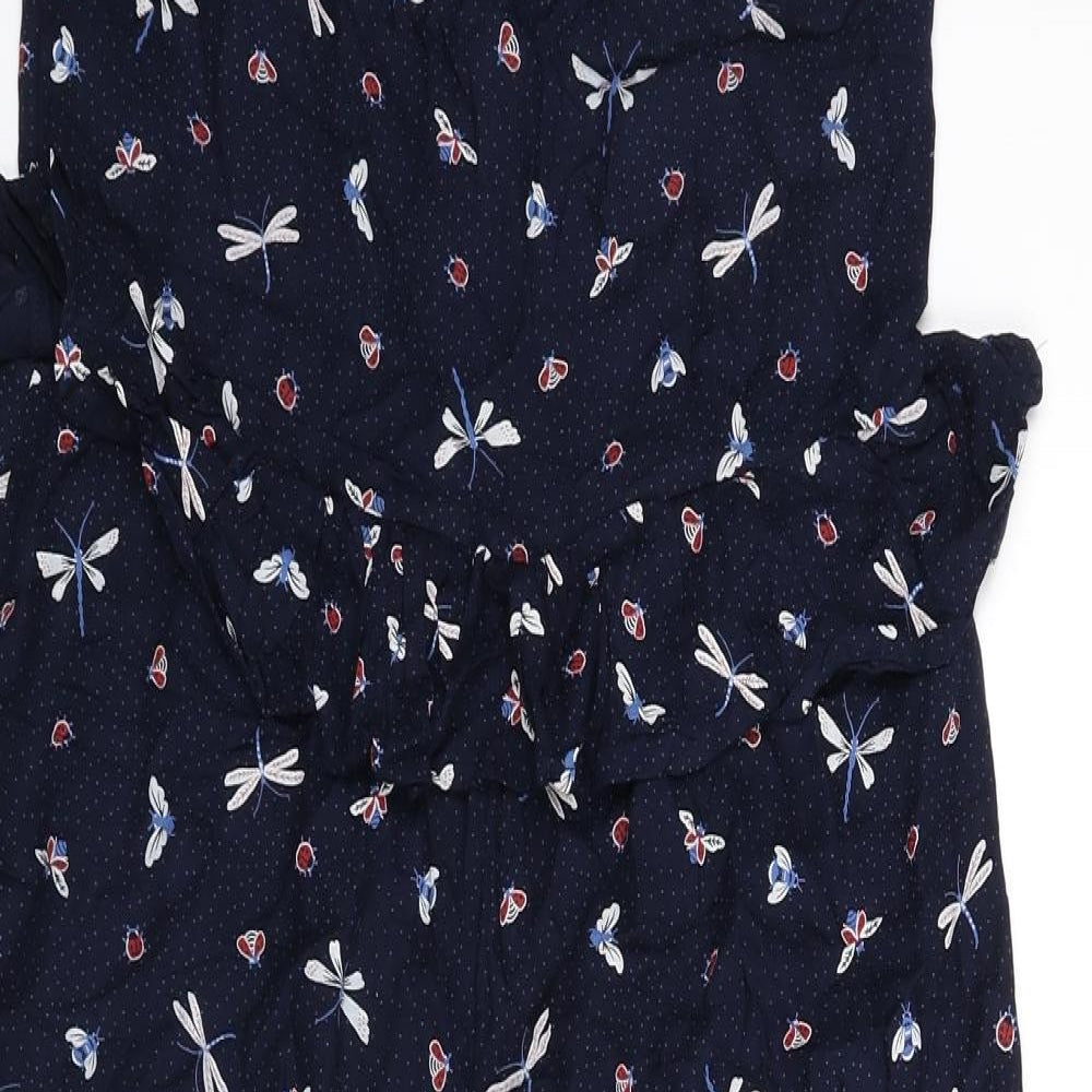 Marks and Spencer Girls Blue Geometric Viscose Jumpsuit One-Piece Size 12-13 Years L17 in Zip - Polka Dot, Bugs