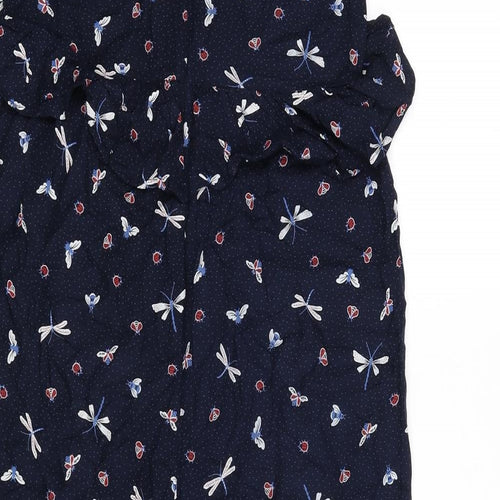 Marks and Spencer Girls Blue Geometric Viscose Jumpsuit One-Piece Size 12-13 Years L17 in Zip - Polka Dot, Bugs