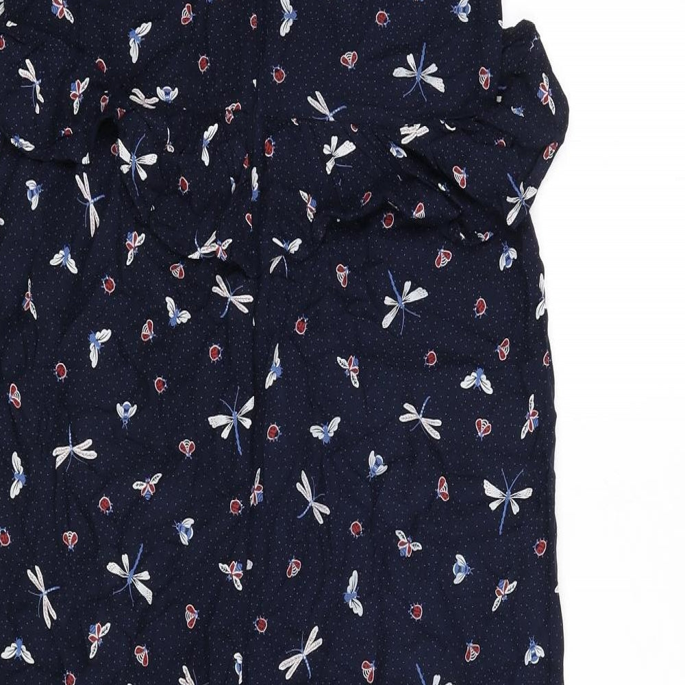 Marks and Spencer Girls Blue Geometric Viscose Jumpsuit One-Piece Size 12-13 Years L17 in Zip - Polka Dot, Bugs