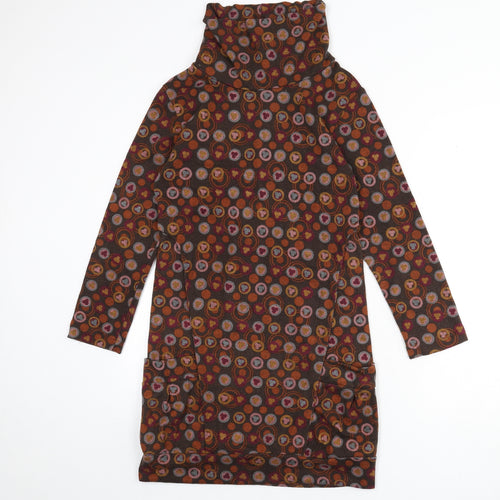 Ameri Womens Multicoloured Geometric Polyester Jumper Dress Size S High Neck Pullover