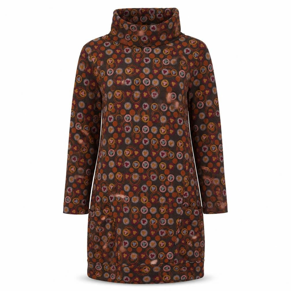 Ameri Womens Multicoloured Geometric Polyester Jumper Dress Size S High Neck Pullover
