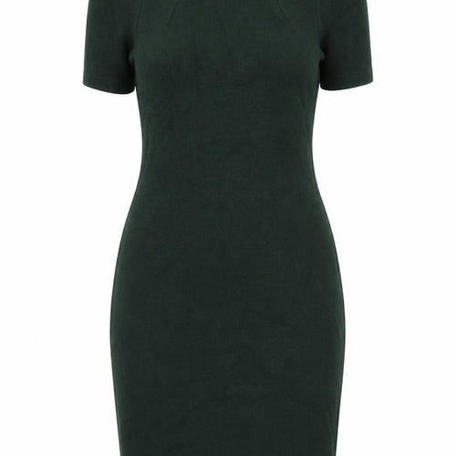 Zara Womens Green Cotton Pencil Dress Size XS Round Neck Zip