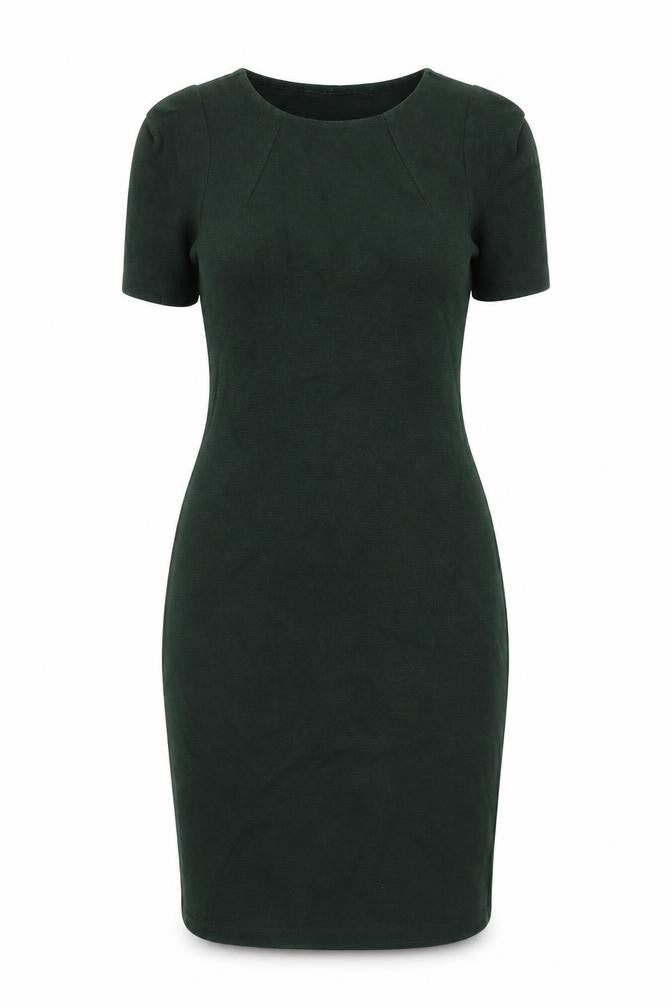 Zara Womens Green Cotton Pencil Dress Size XS Round Neck Zip
