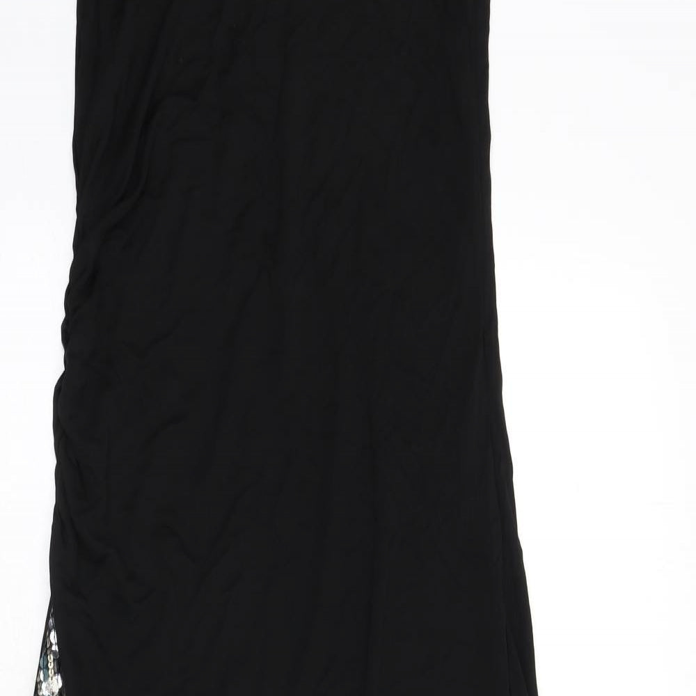 Karen Millen Womens Black Viscose A-Line Size 12 One Shoulder Pullover - Sequins, Asymmetric