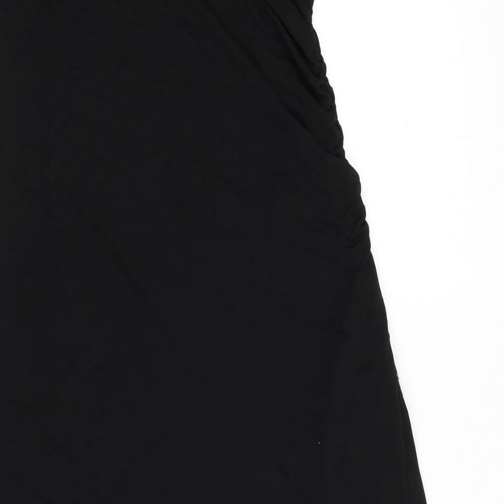 Karen Millen Womens Black Viscose A-Line Size 12 One Shoulder Pullover - Sequins, Asymmetric