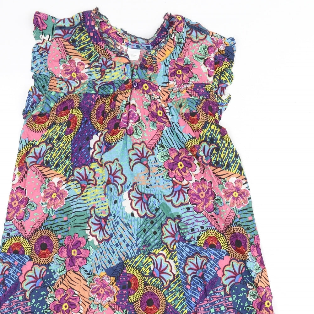 NEXT Girls Multicoloured Geometric Vinyl A-Line Size 13 Years Round Neck Button